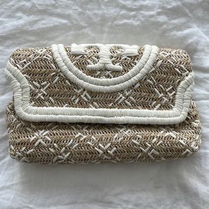 Tory Burch Fleming Soft Straw Clutch